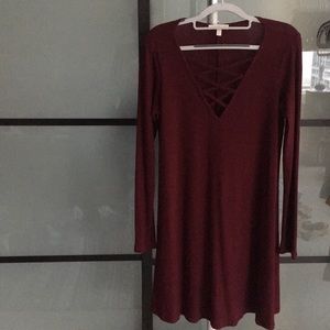 Love, Fire Long Sleeve Rib Knit Dress